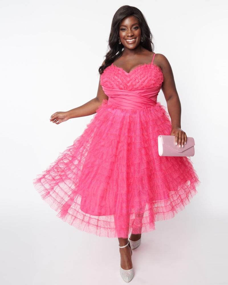Pink dress cheap plus size cheap